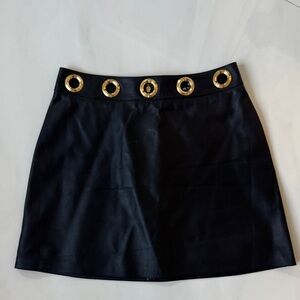 Etro Black Mini Skirt with Gold Eyelets